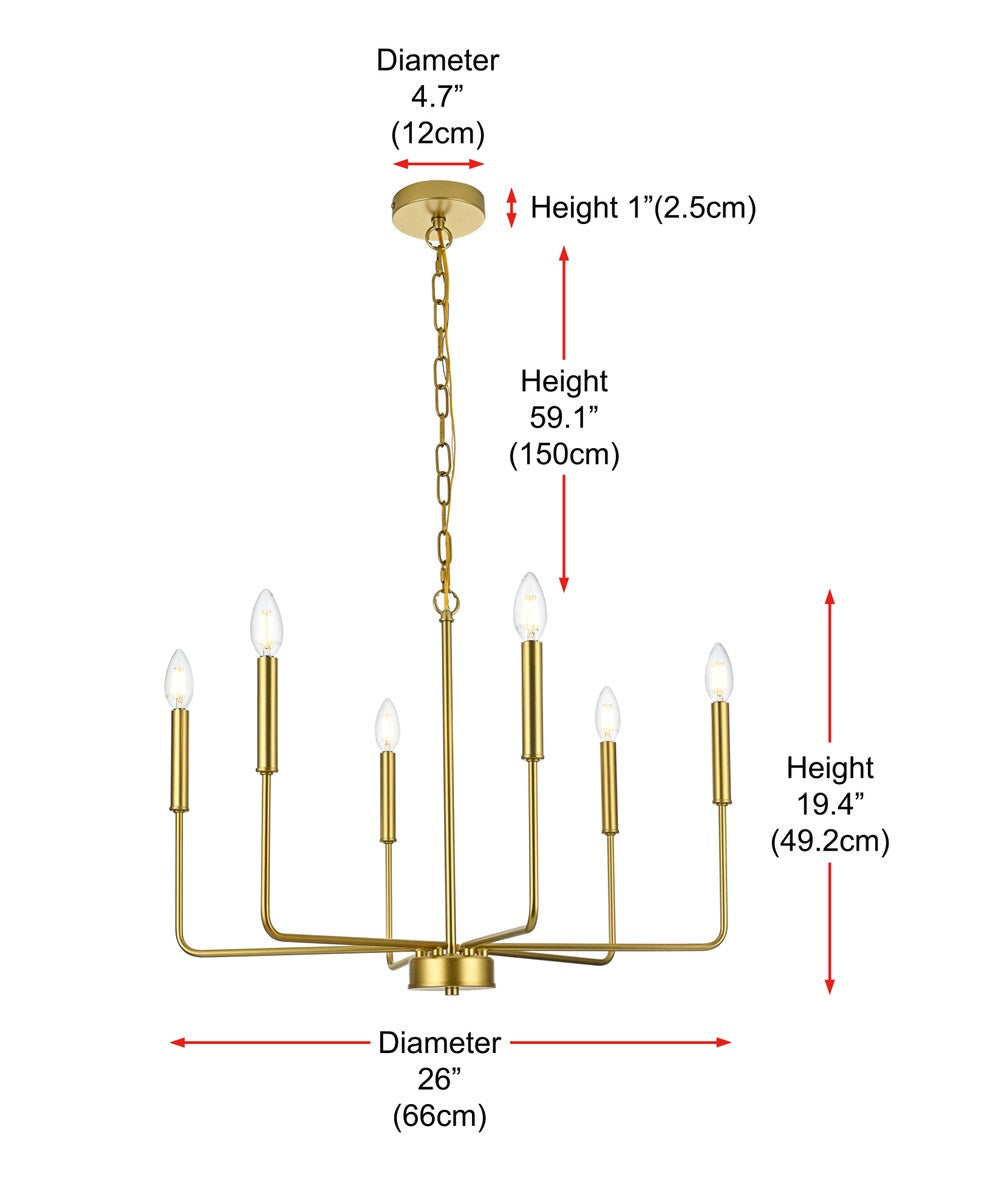 26 Inch Pendant Light In Brass
