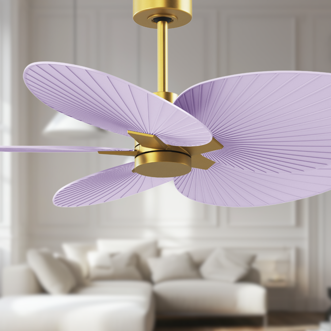 5-Blade Ceiling Fan In Brushed Brass And Lilac Blades