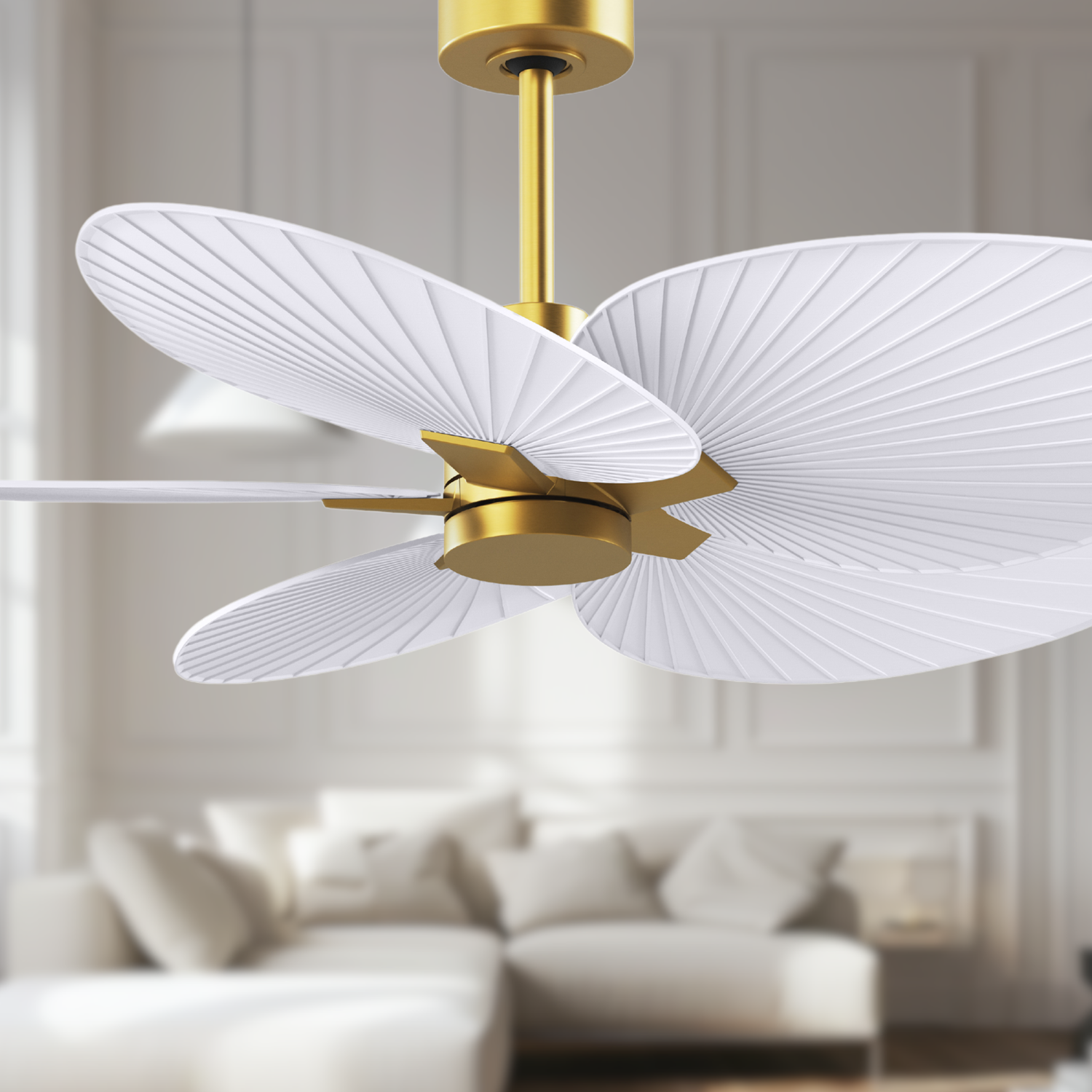 5-Blade Ceiling Fan In Brushed Brass And Matte White Blades