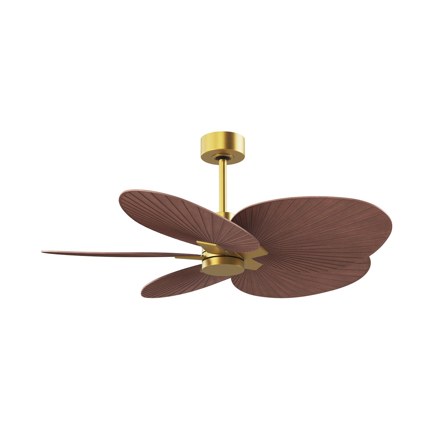 5-Blade Ceiling Fan In Brushed Brass And Walnut Tone Blades by Matthews Fan Company
