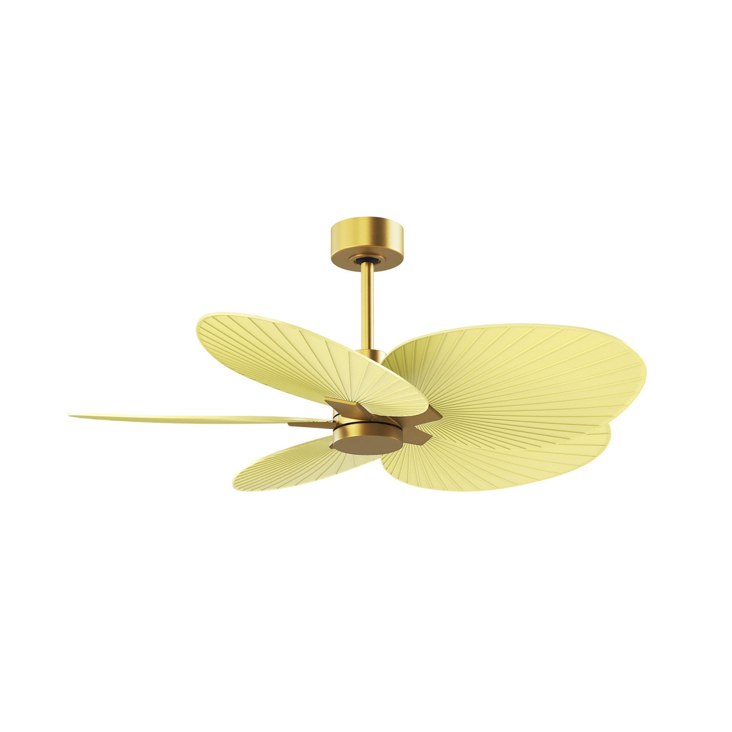 5-Blade Ceiling Fan In Brushed Brass And Light Yellow Blades by Matthews Fan Company