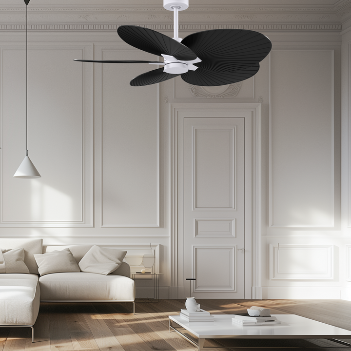5-Blade Ceiling Fan In Matte White And Matte Black Blades