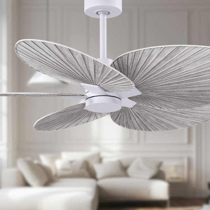 5-Blade Ceiling Fan In Matte White And Barn Wood Tone Blades