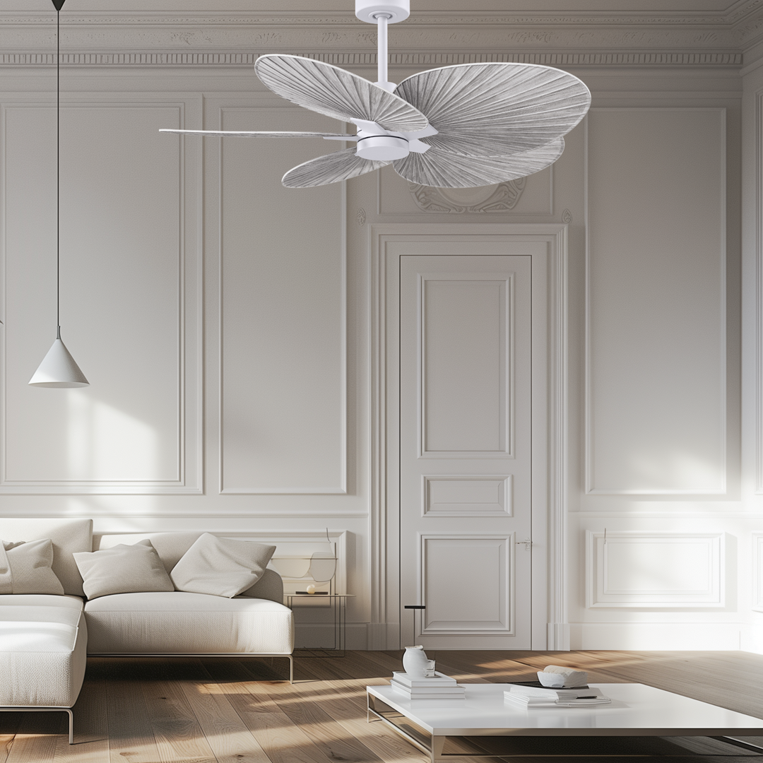 5-Blade Ceiling Fan In Matte White And Barn Wood Tone Blades