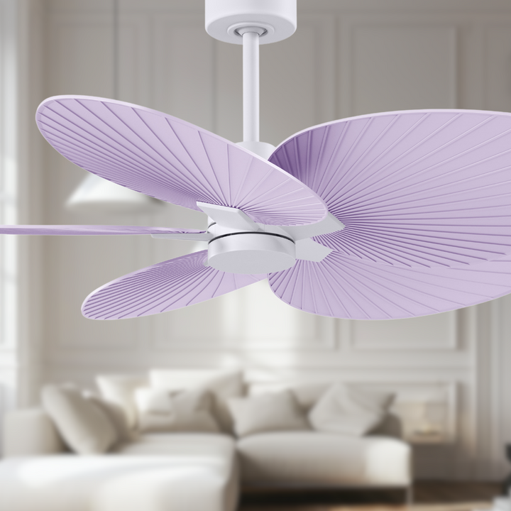 5-Blade Ceiling Fan In Matte White And Lilac Blades