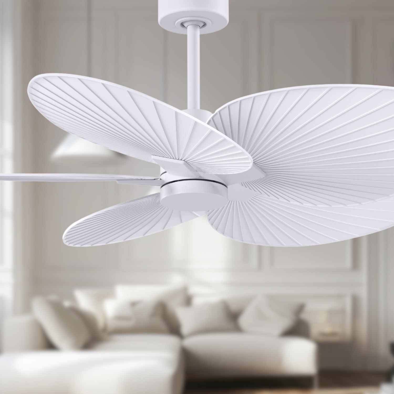 5-Blade Ceiling Fan In Matte White And Matte White Blades