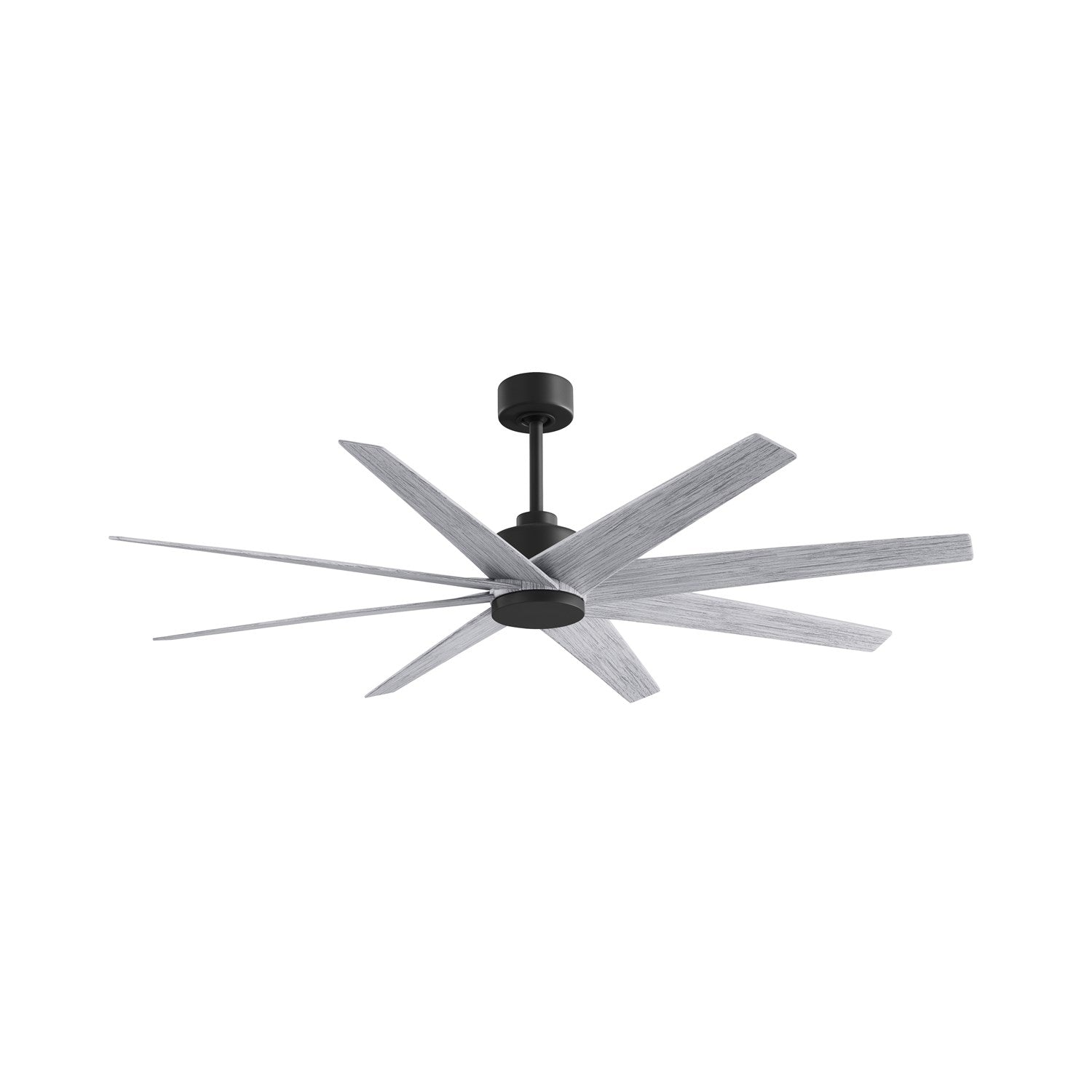 8-Blade Ceiling Fan In Matte Black And Barn Wood Tone Blades by Matthews Fan Company