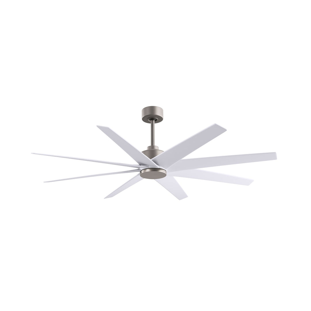 8-Blade Ceiling Fan In Brushed Nickel And Matte White Blades by Matthews Fan Company