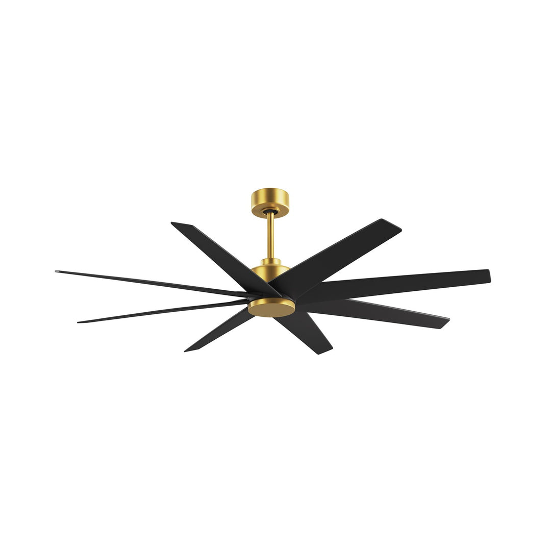 8-Blade Ceiling Fan In Brushed Brass And Matte Black Blades by Matthews Fan Company