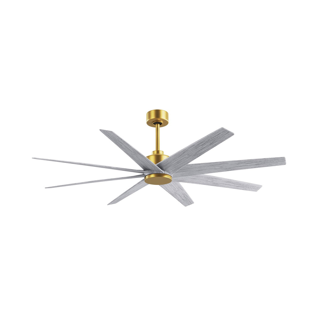 8-Blade Ceiling Fan In Brushed Brass And Barn Wood Tone Blades by Matthews Fan Company