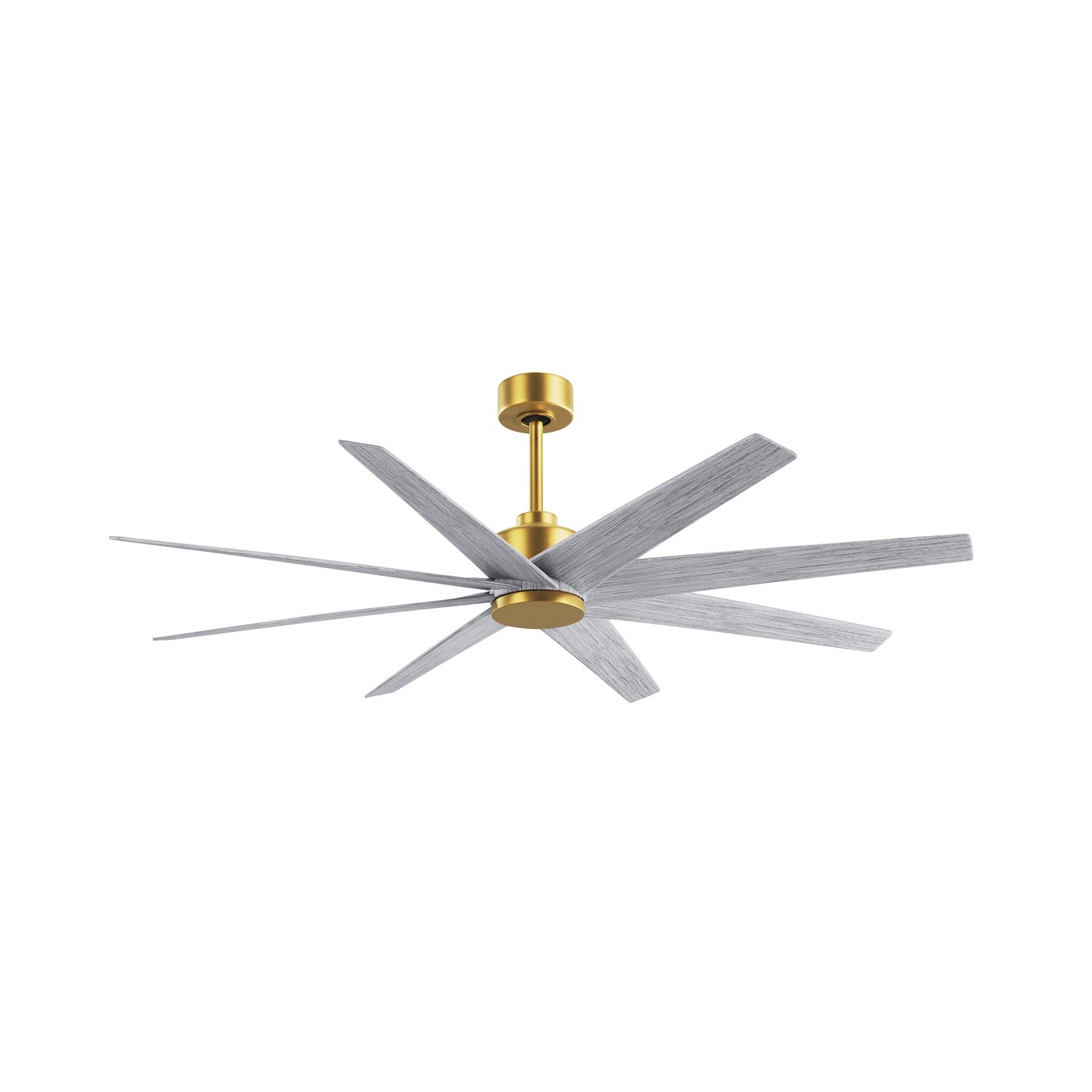 8-Blade Ceiling Fan In Brushed Brass And Barn Wood Tone Blades by Matthews Fan Company