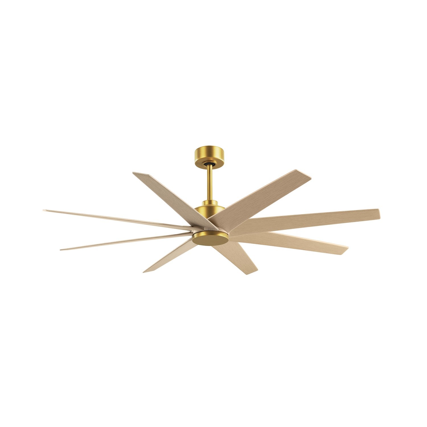 8-Blade Ceiling Fan In Brushed Brass And Light Maple Tone Blades by Matthews Fan Company