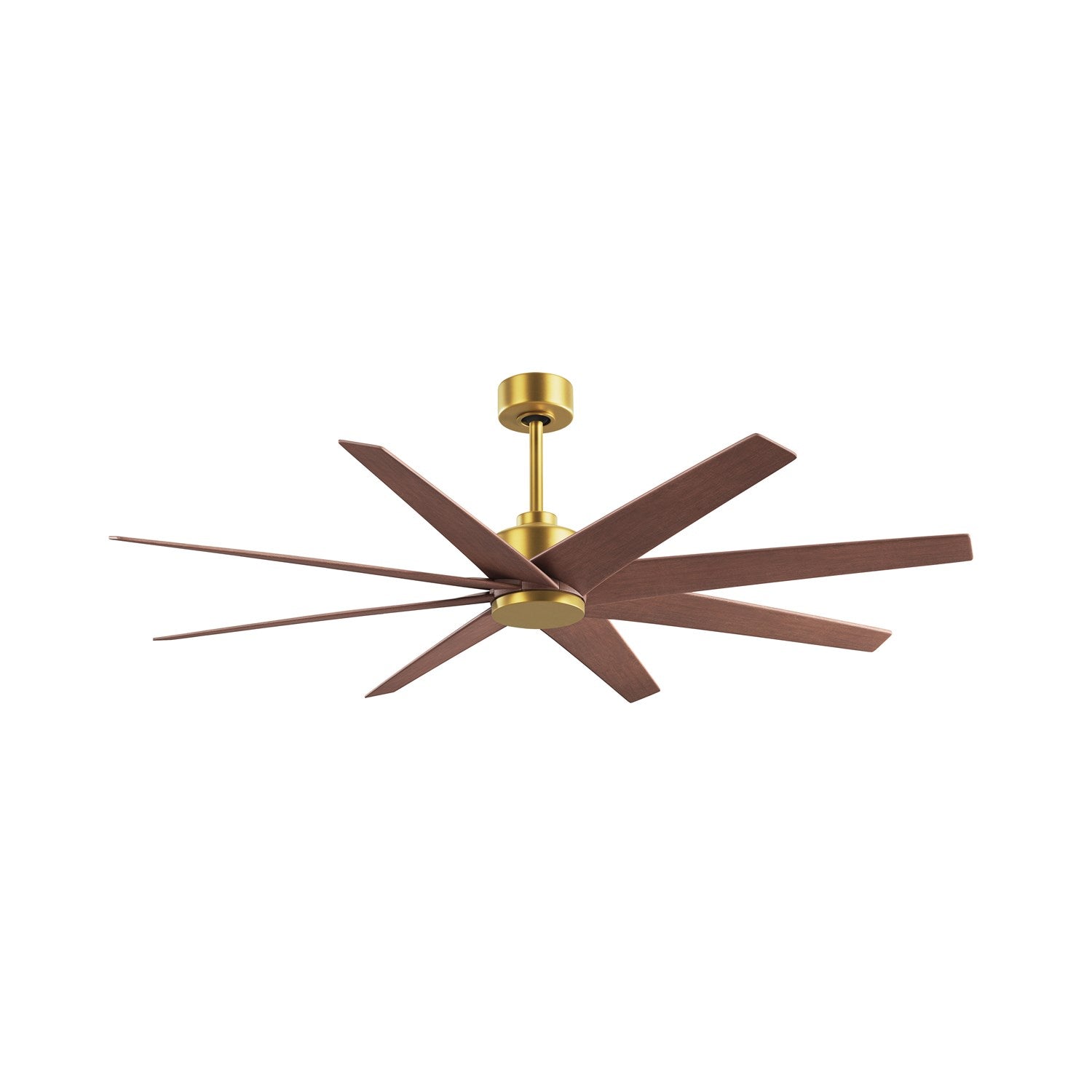 8-Blade Ceiling Fan In Brushed Brass And Wlanut Tone Blades by Matthews Fan Company