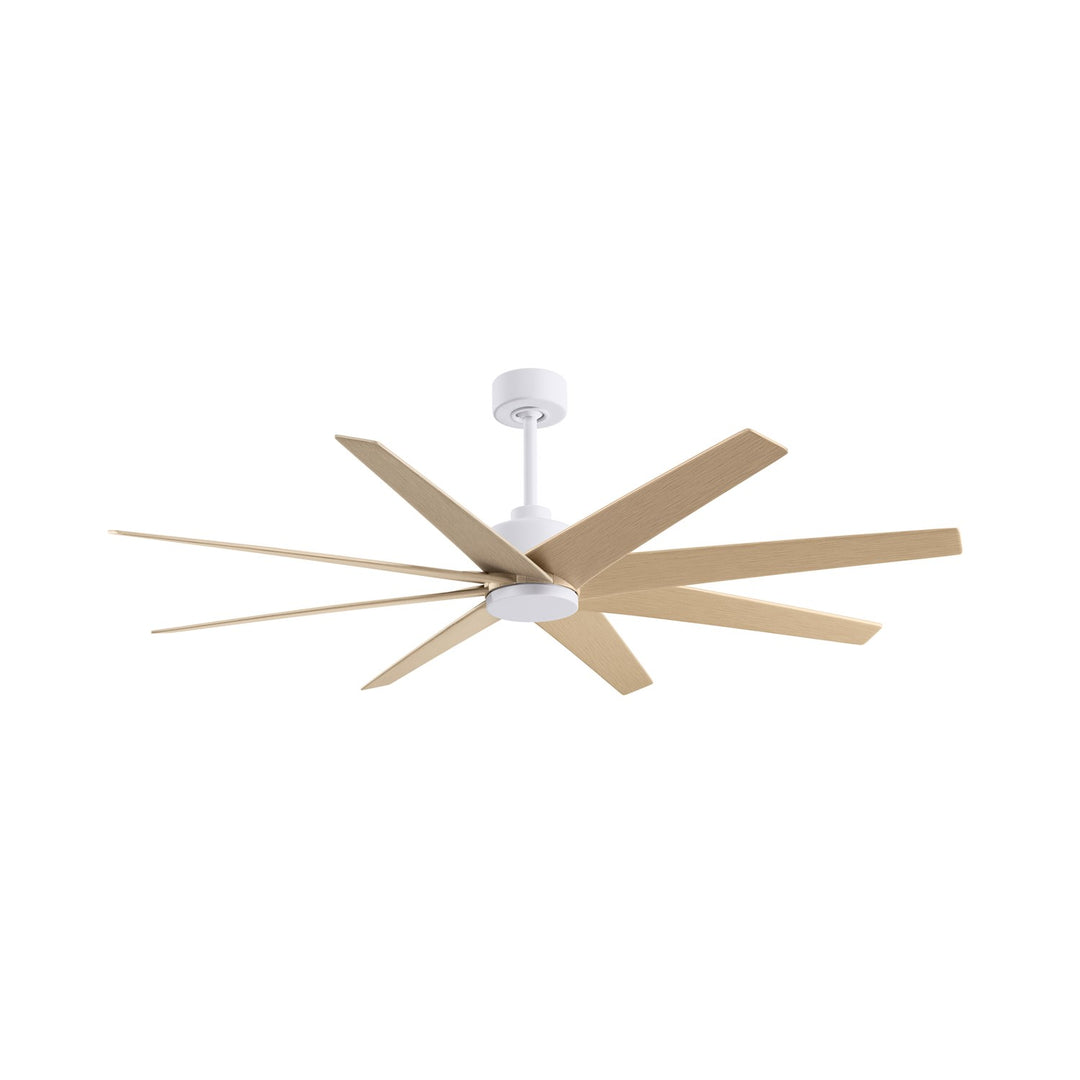 8-Blade Ceiling Fan In Matte White And Light Maple Tone Blades by Matthews Fan Company