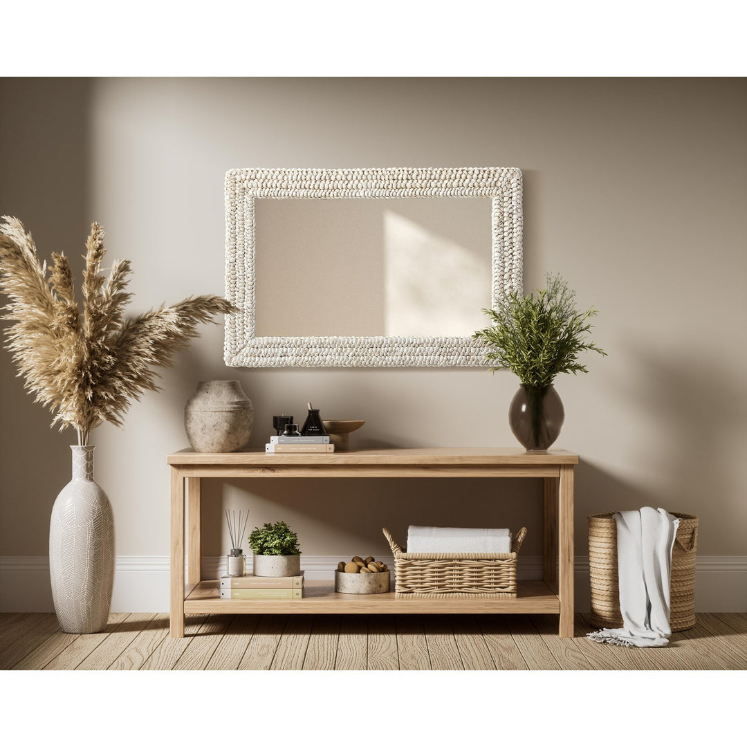 Rectangle Cornhusk Mirror 24X36 In Linen White