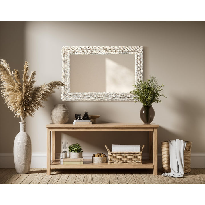Rectangle Cornhusk Mirror 24X36 In Linen White