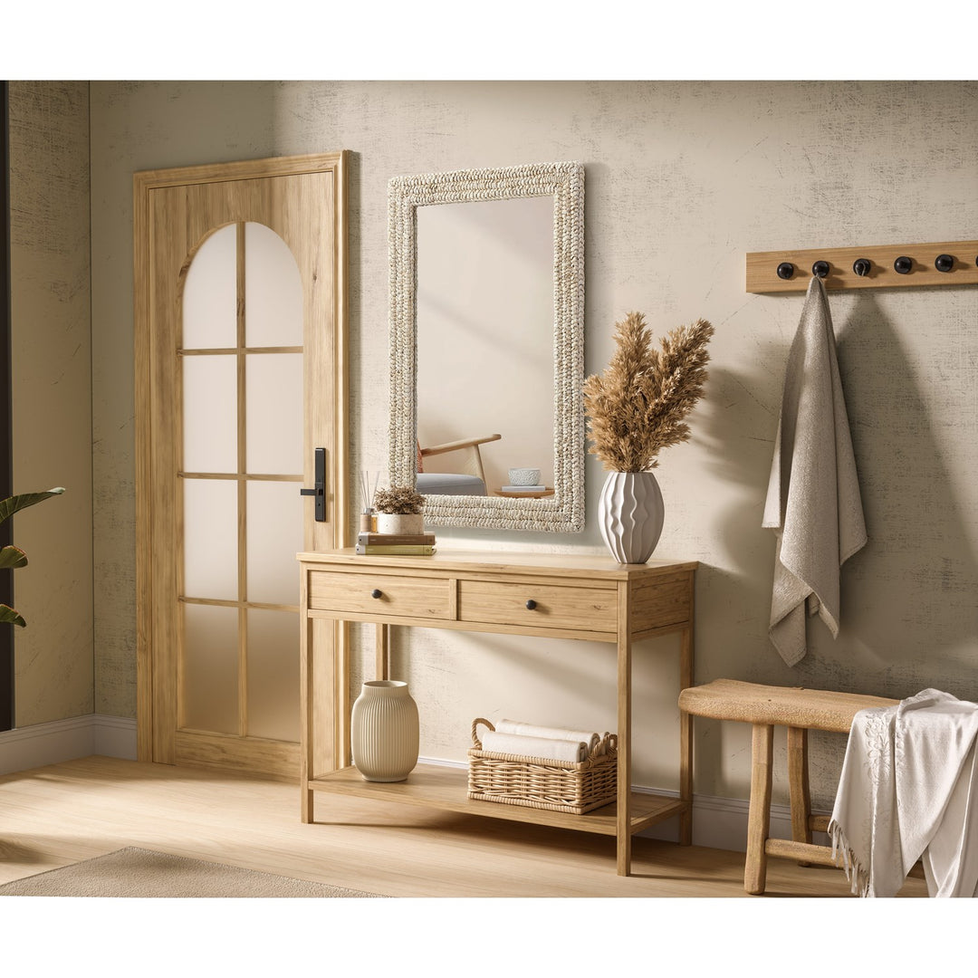 Rectangle Cornhusk Mirror 27X42 In Linen White