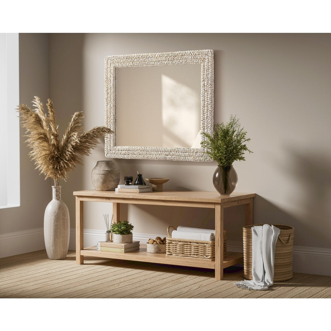 Rectangle Cornhusk Mirror 30X36 In Linen White