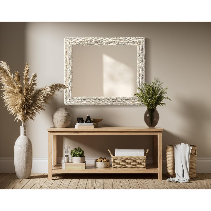 Rectangle Cornhusk Mirror 30X36 In Linen White