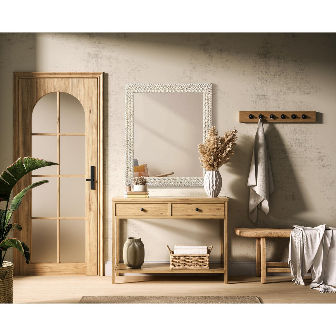 Rectangle Cornhusk Mirror 36X42 In Linen White