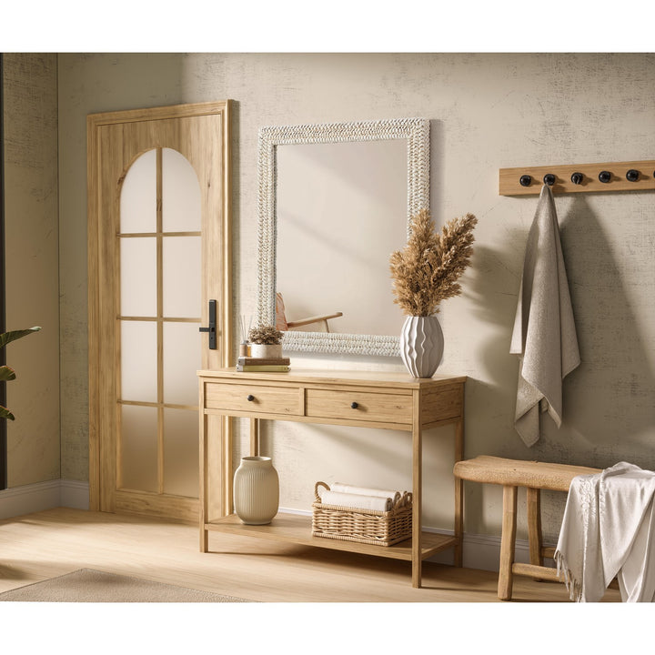 Rectangle Cornhusk Mirror 36X42 In Linen White