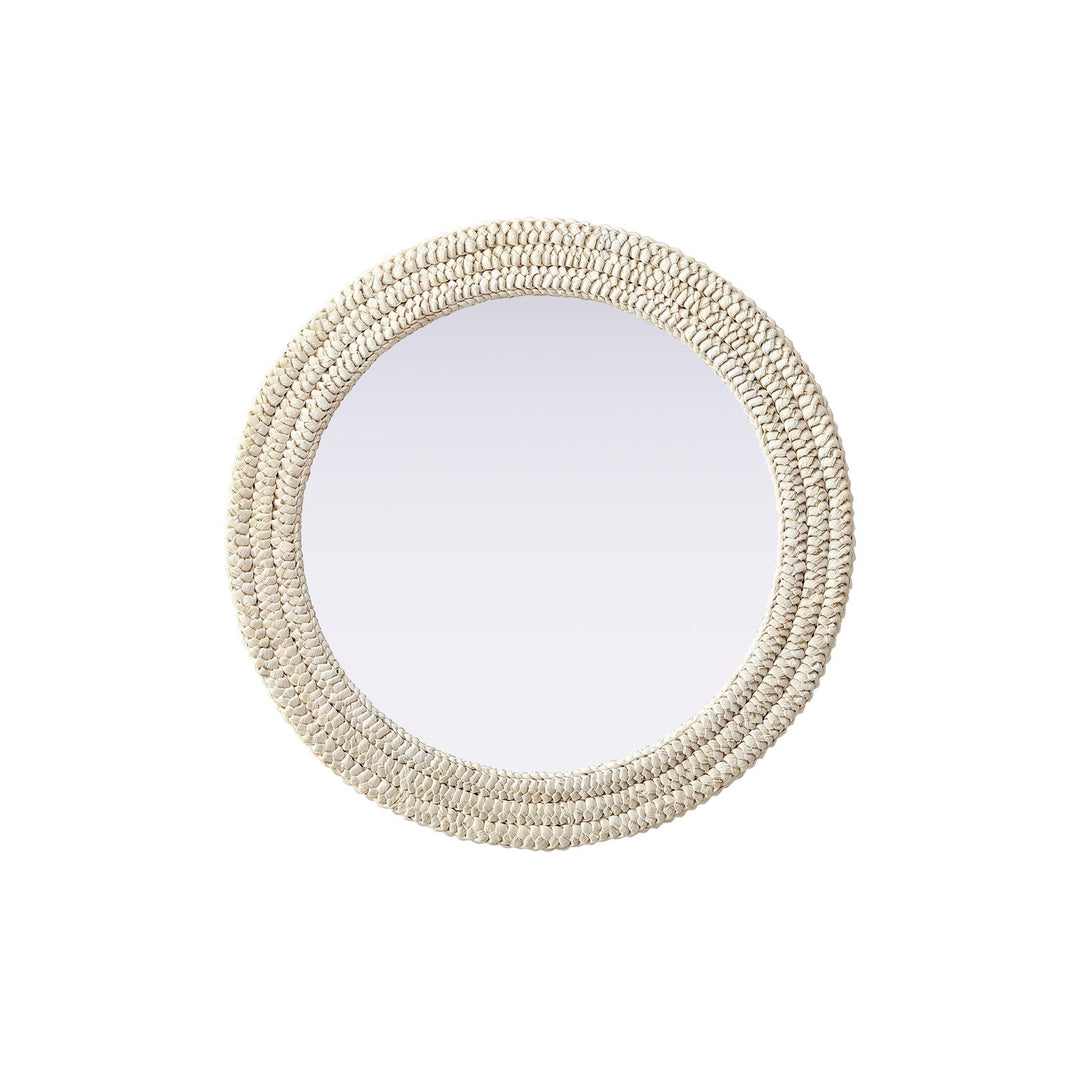 Round Cornhusk Mirror 30X30 In Linen White by Elegant Decor