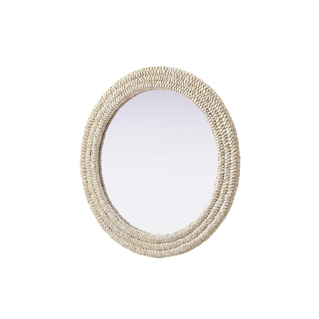 Round Cornhusk Mirror 30X30 In Linen White