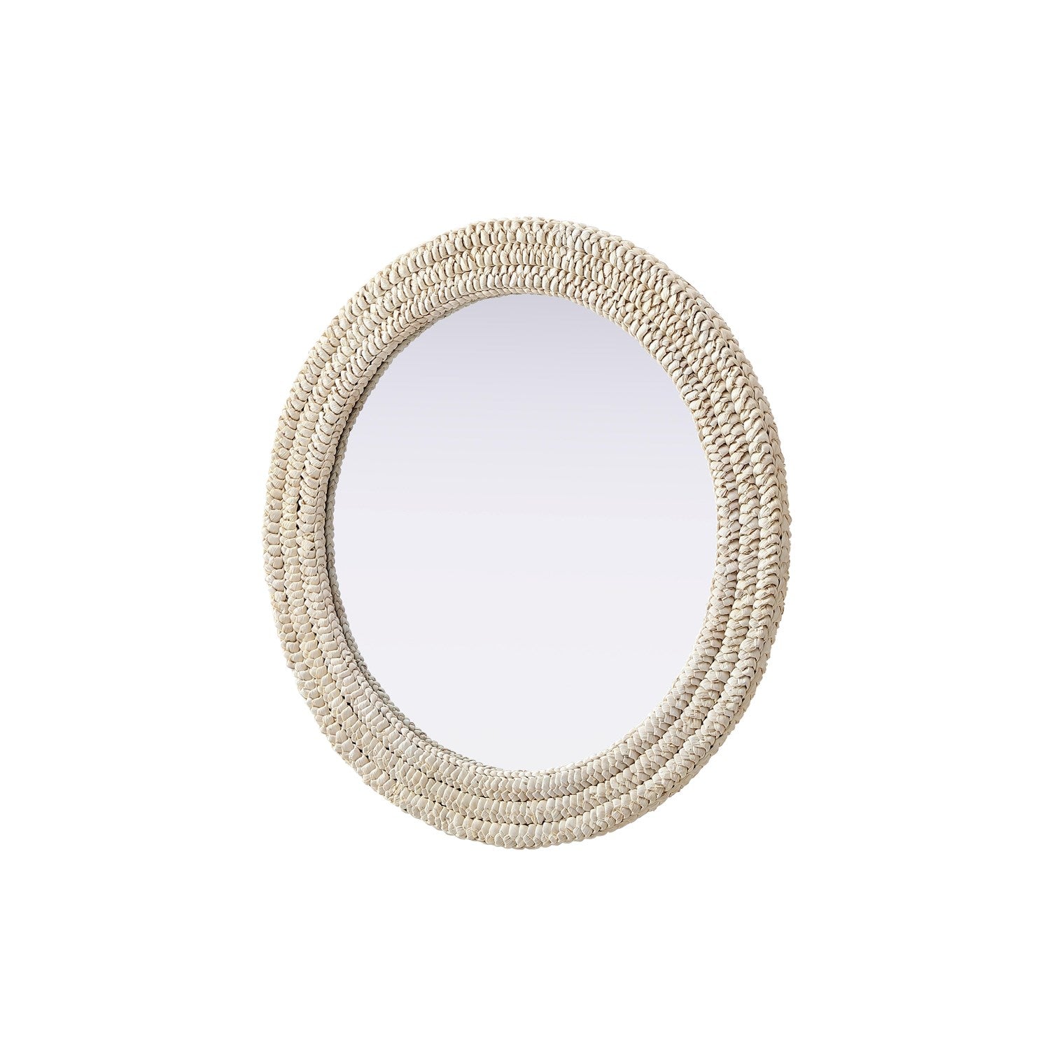 Round Cornhusk Mirror 30X30 In Linen White