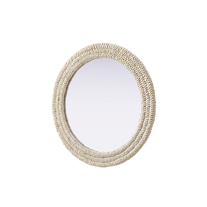 Round Cornhusk Mirror 30X30 In Linen White