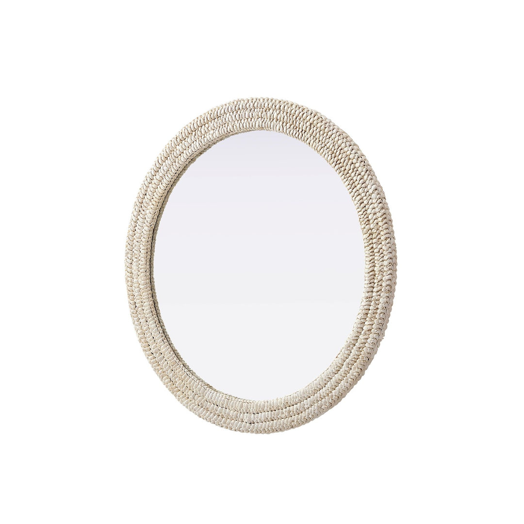 Round Cornhusk Mirror 36X36 In Linen White
