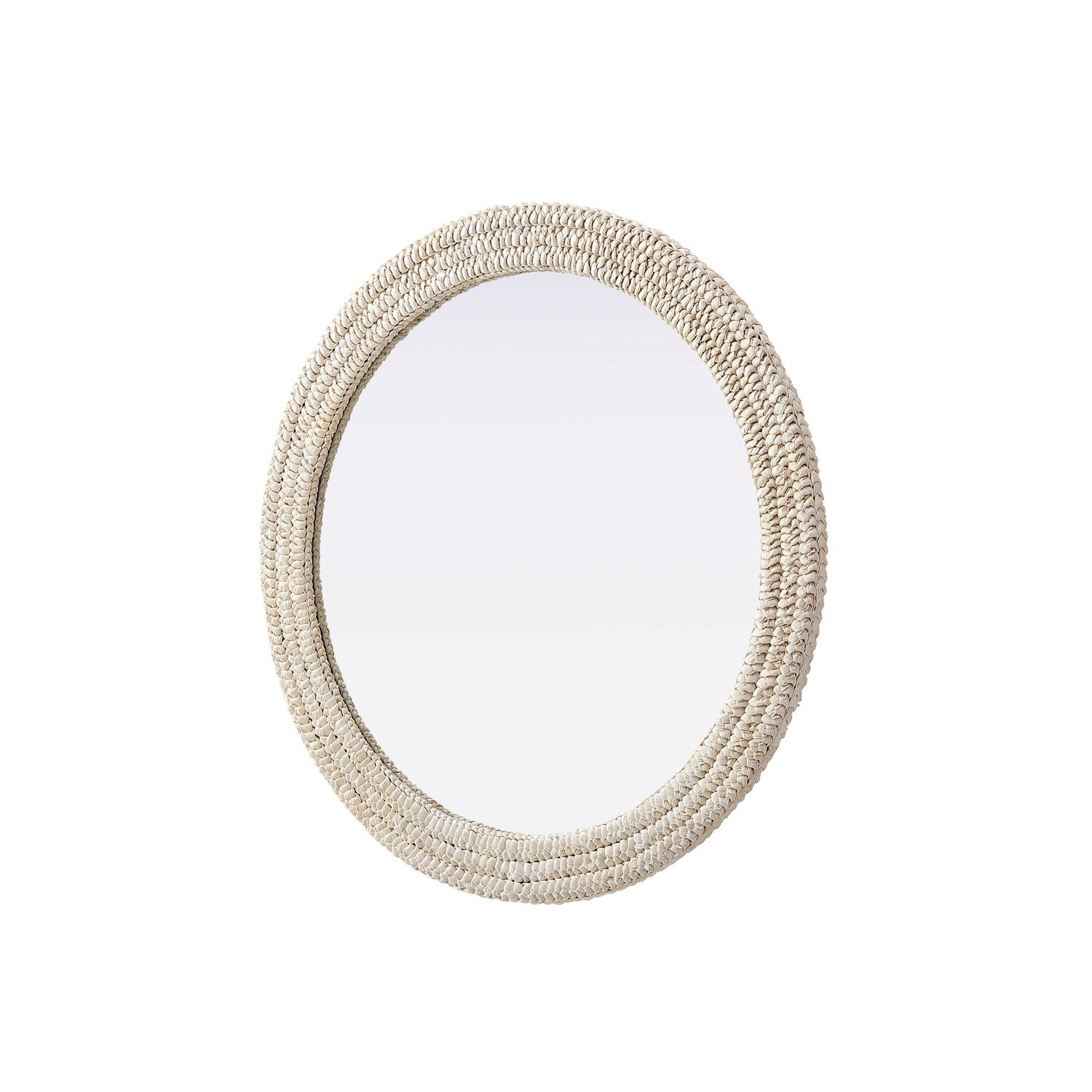Round Cornhusk Mirror 36X36 In Linen White