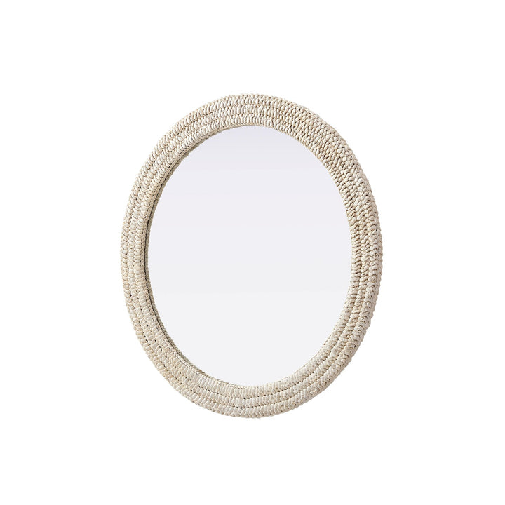 Round Cornhusk Mirror 36X36 In Linen White