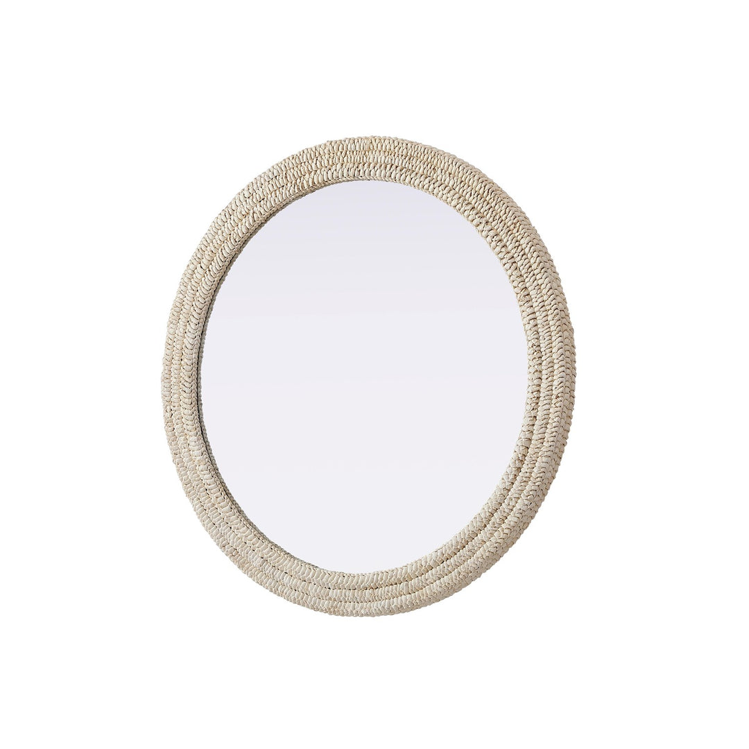 Round Cornhusk Mirror 42X42 In Linen White