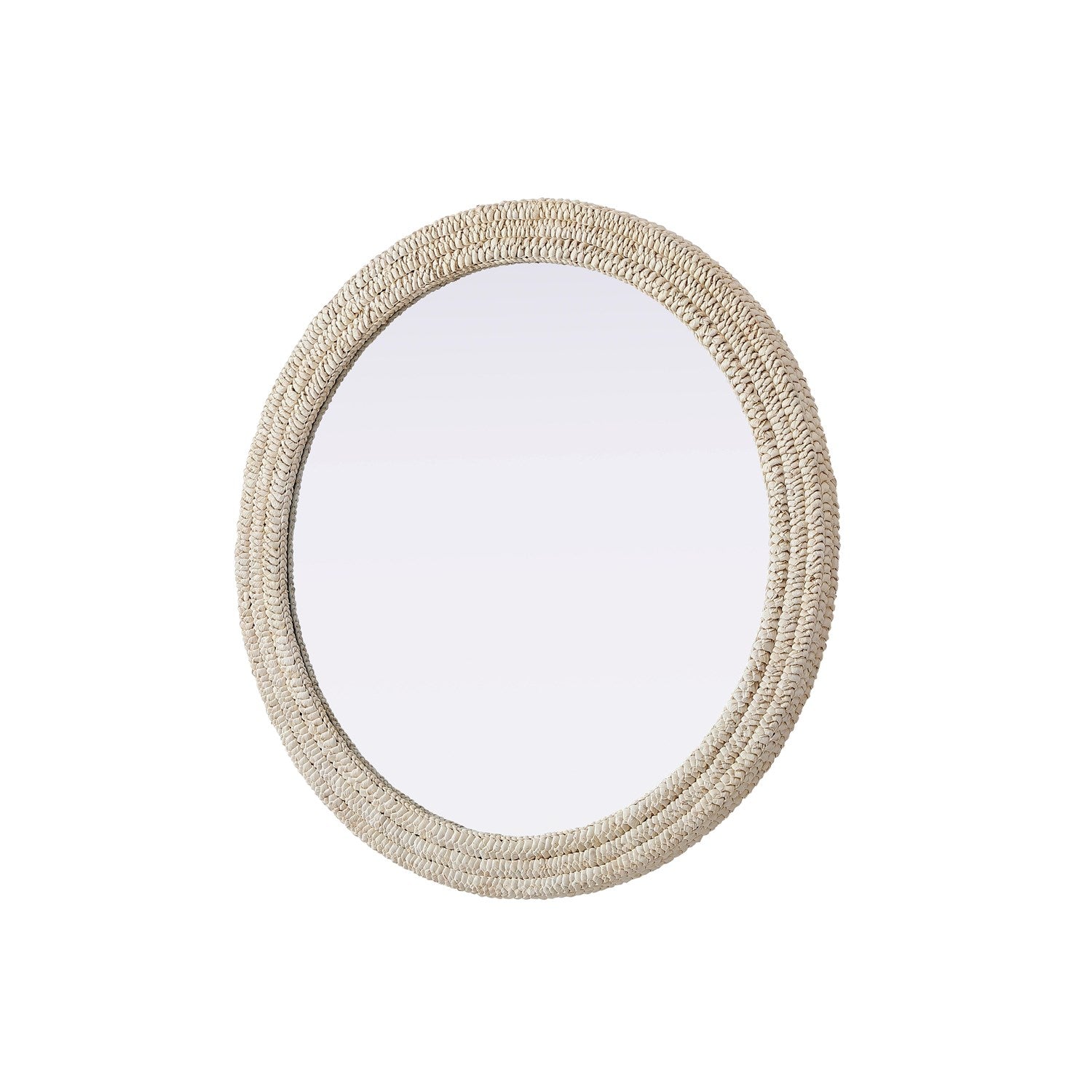 Round Cornhusk Mirror 42X42 In Linen White