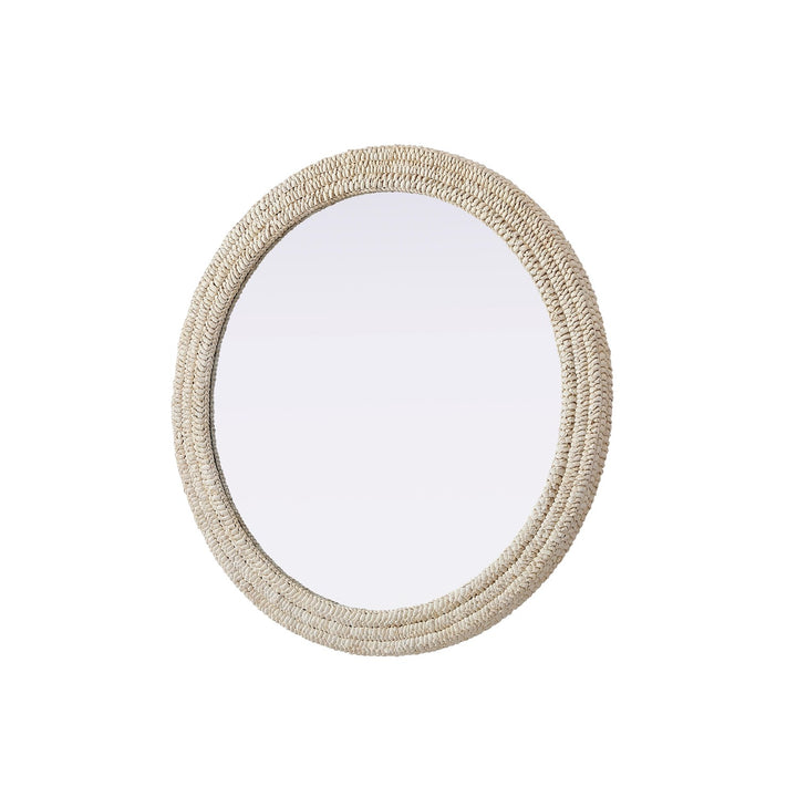 Round Cornhusk Mirror 42X42 In Linen White