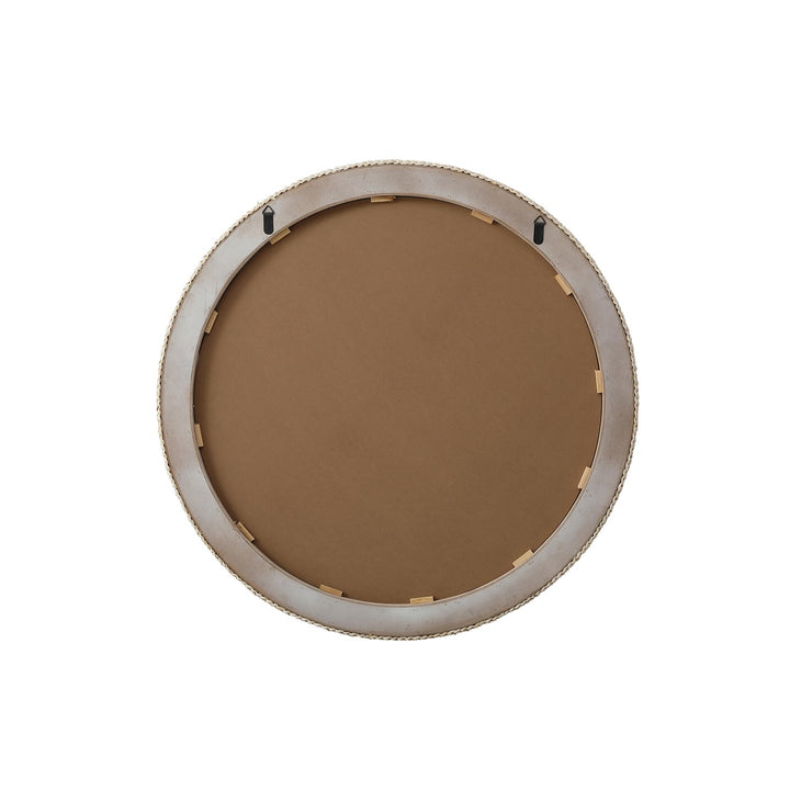 Round Cornhusk Mirror 42X42 In Linen White