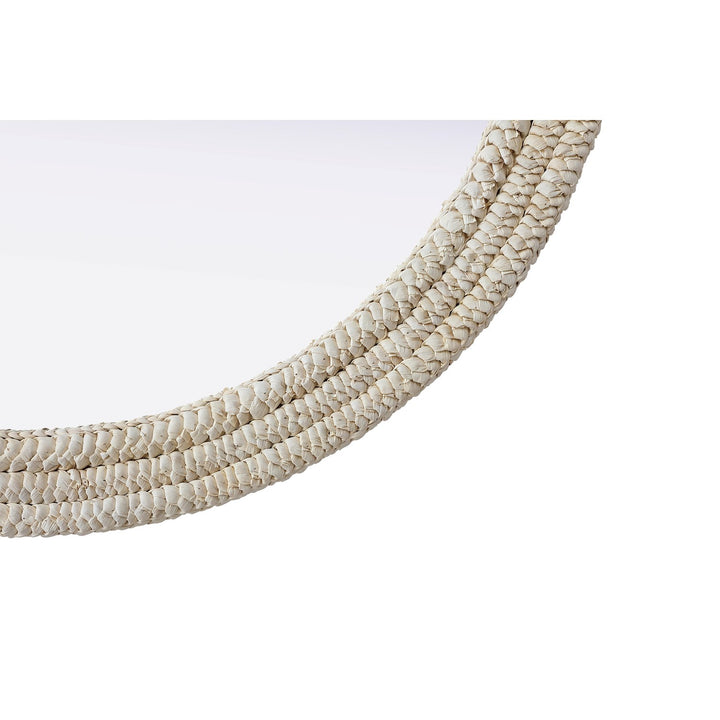 Round Cornhusk Mirror 42X42 In Linen White