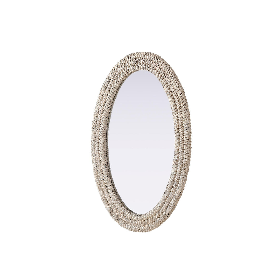Oval Cornhusk Mirror 24X36 In Linen White