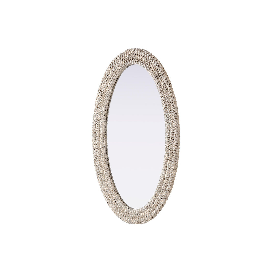 Oval Cornhusk Mirror 24X42 In Linen White