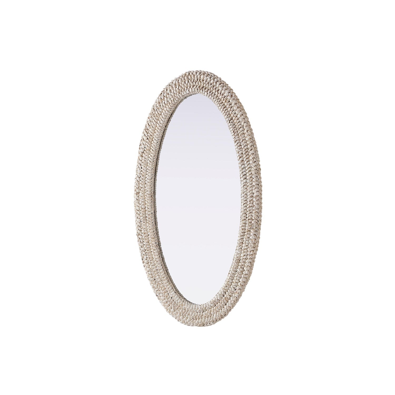 Oval Cornhusk Mirror 24X42 In Linen White