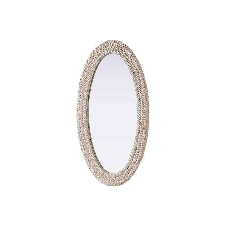 Oval Cornhusk Mirror 24X42 In Linen White