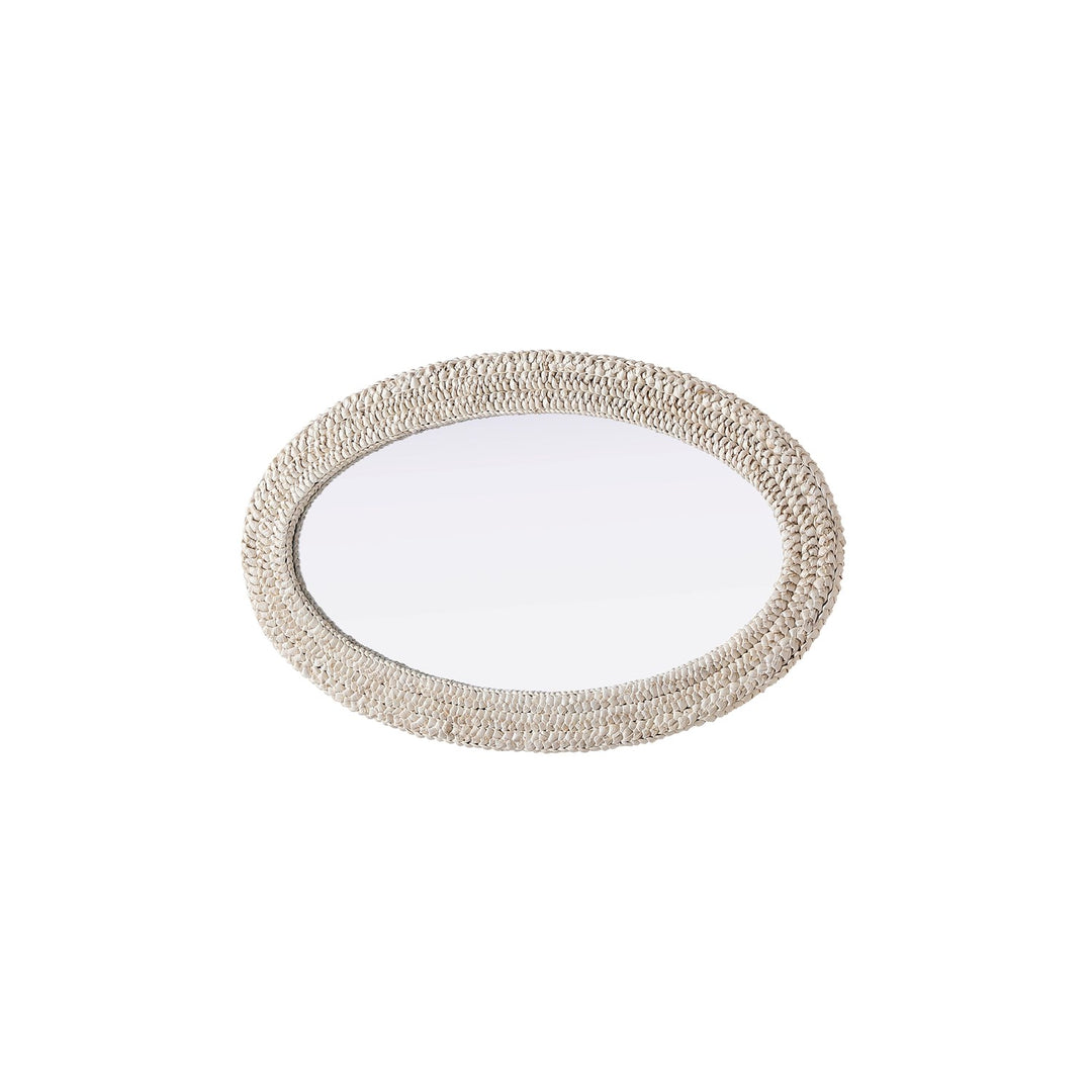Oval Cornhusk Mirror 24X42 In Linen White