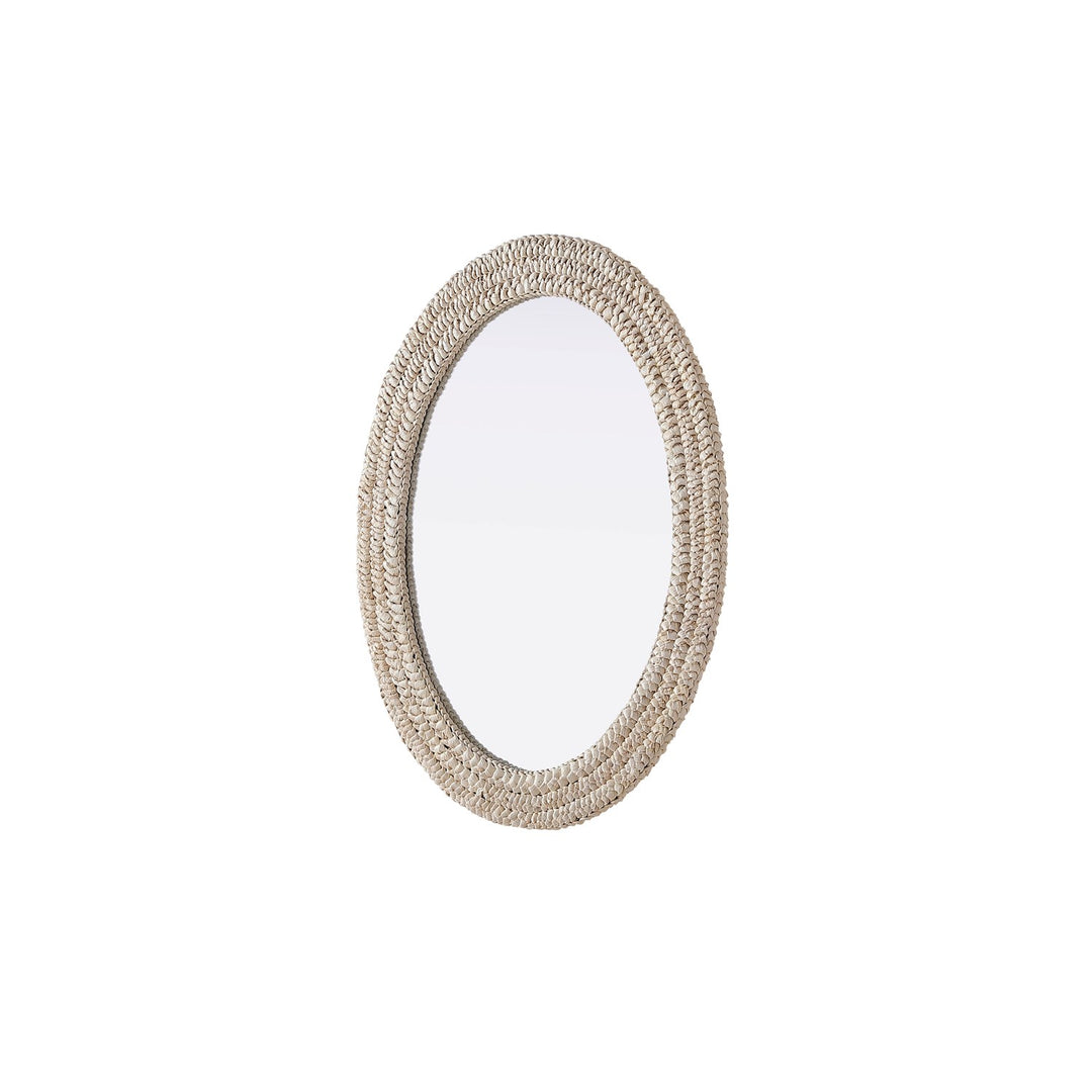 Oval Cornhusk Mirror 27X36 In Linen White