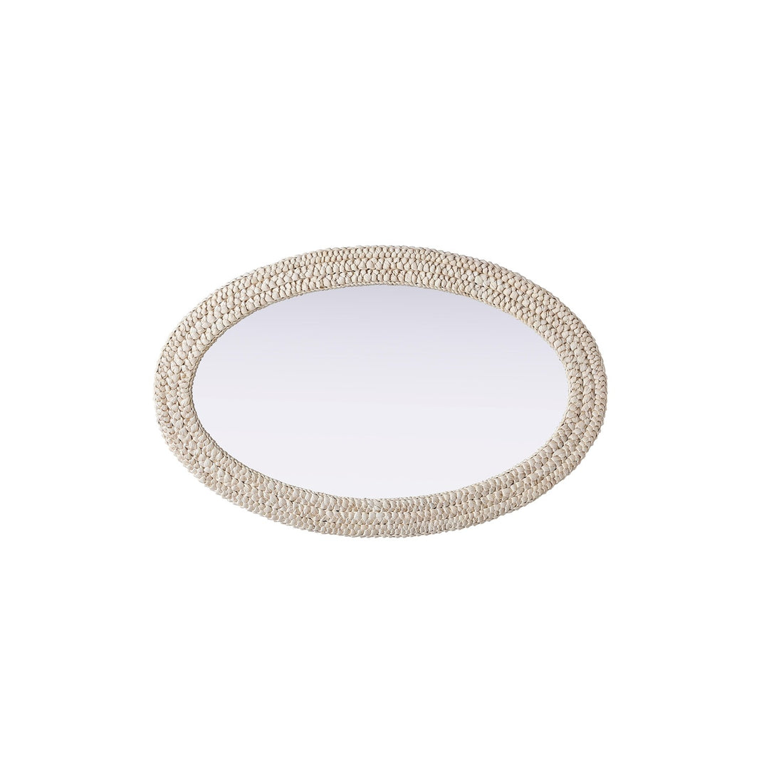 Oval Cornhusk Mirror 27X42 In Linen White