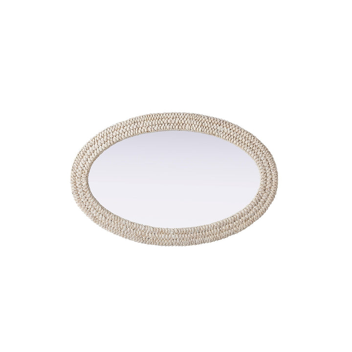 Oval Cornhusk Mirror 27X42 In Linen White