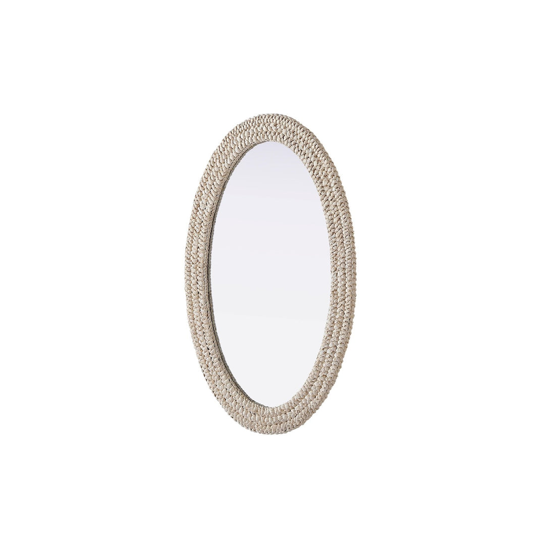 Oval Cornhusk Mirror 27X42 In Linen White