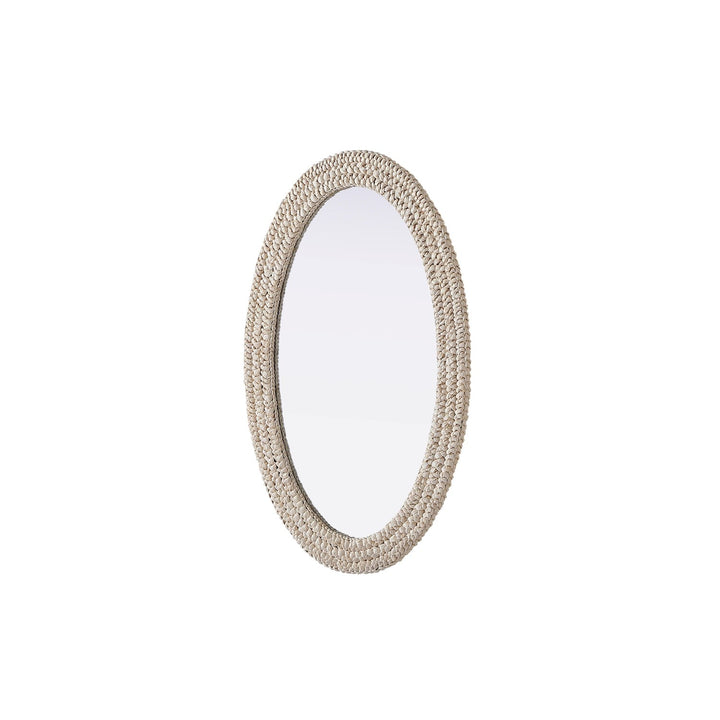 Oval Cornhusk Mirror 27X42 In Linen White