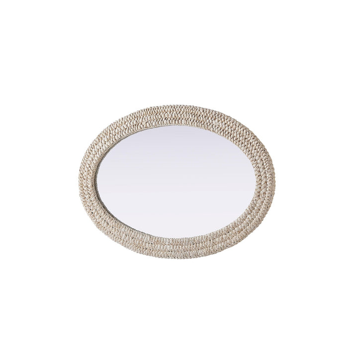 Oval Cornhusk Mirror 27X42 In Linen White