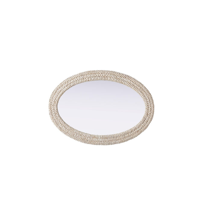 Oval Cornhusk Mirror 30X42 In Linen White
