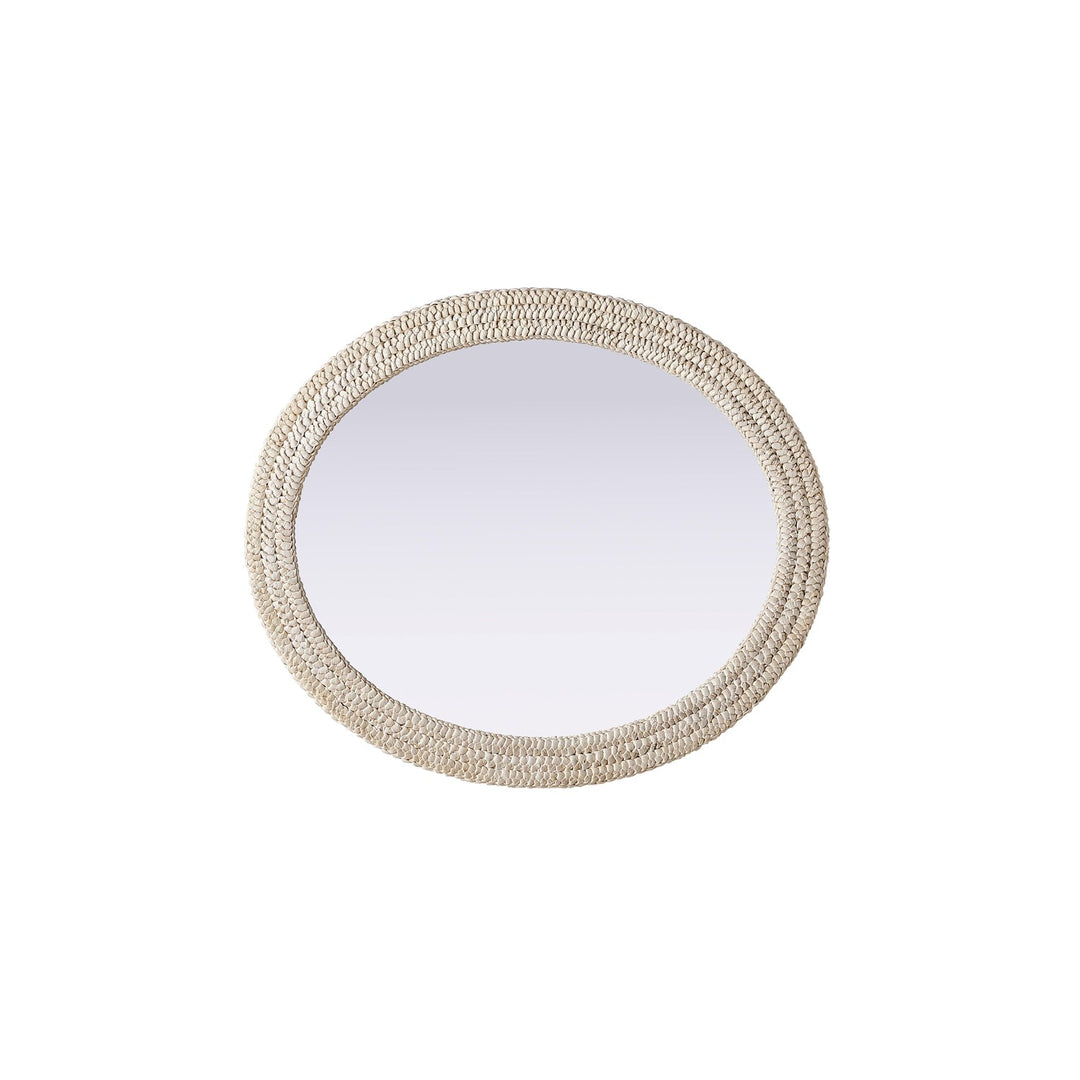 Oval Cornhusk Mirror 36X42 In Linen White